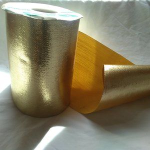 Floral Ribbon, Six Inch Wide, Metalic Gold